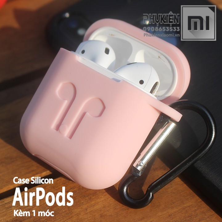 Túi Silicon Cho tai nghe AirPods kèm móc , hồng phấn (ko kèm tai nghe)