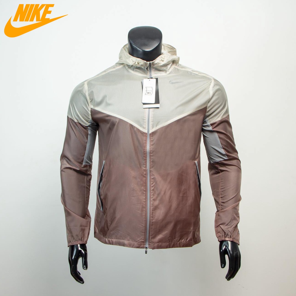 NIKE CHÍNH HÃNG - Áo khoác thể thao nam Nike Windrunner Men's Running Jacket Authentic - Light Brown x White Grey