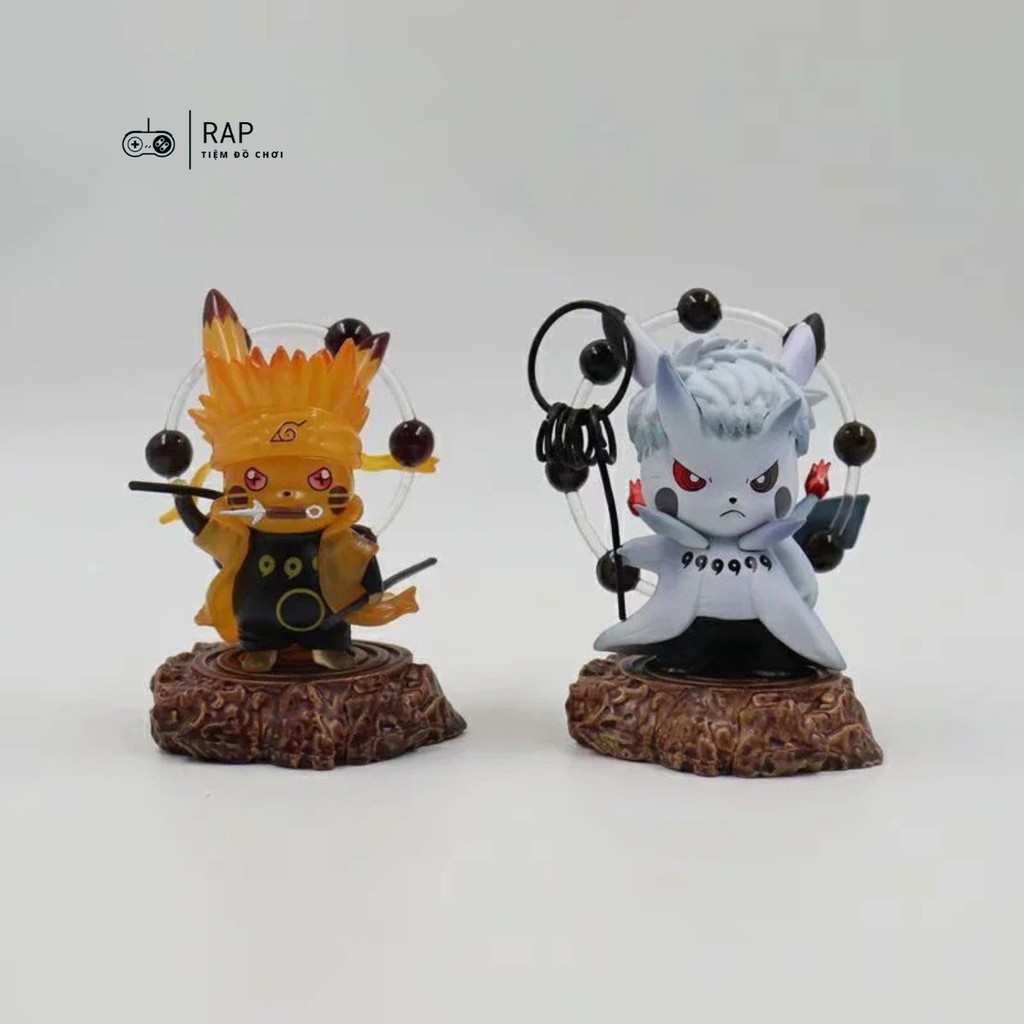 Mô hình Pikachu Cosplay Obito trang trí góc học tập, làm việc, góc gaming, làm giá đỡ VGA cao 11cm