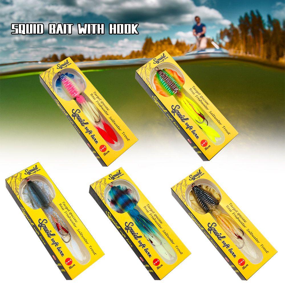 SHOUKEY Mồi Câu Cá Giả Hình Bạch Tuộc Đuôi Dài Phát Sáng Trong Nước Mặn