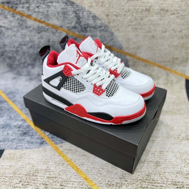 Giày jordan 4 trắng đỏ đen + full hộp giày