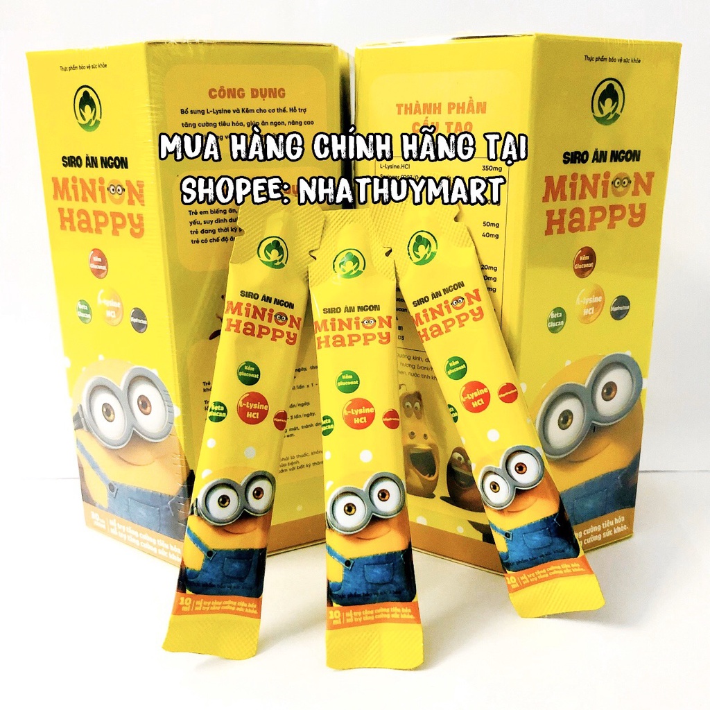 Siro ăn ngon minion happy cho bé biếng ăn tăng chiều cao thông minh tăng đề kháng