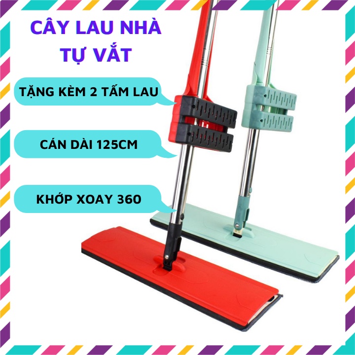 Cây lau nhà thông minh tự vắt xoay 360 độ, hàng công ty bảo hành 12 tháng, tặng 2 bông lau