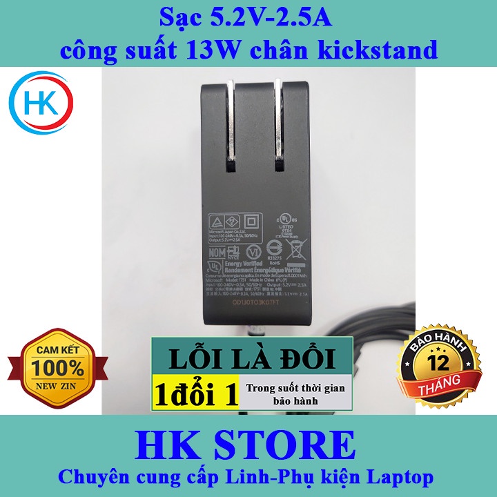 Sạc Microsoft Surface 5.2V-2.5A Công Suất 13W chân kickstand 1623 1624 1645 1706 1751