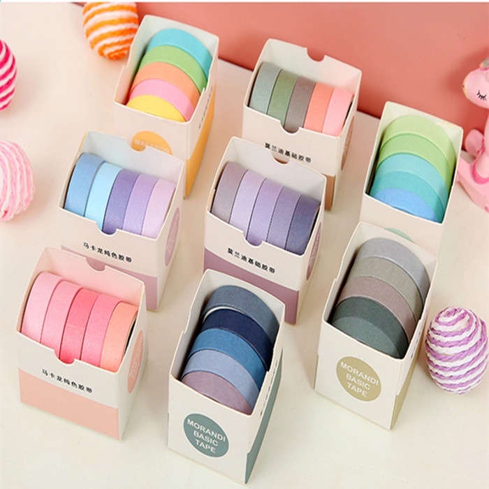 Bộ 5 Cuộn Băng Dính washi Trang Trí album / Sổ Tay