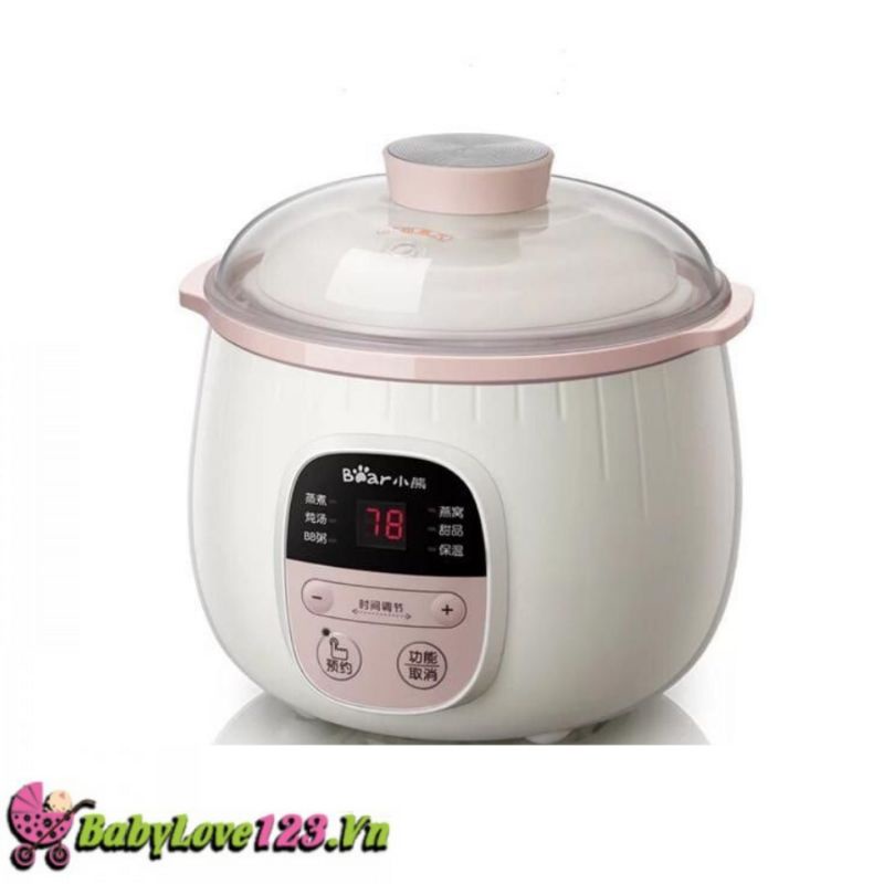 Nồi Bear 0.8L Nấu Cháo - Ninh - Hầm - Hấp - Chưng Cách Thủy (Bản Quốc Tế)