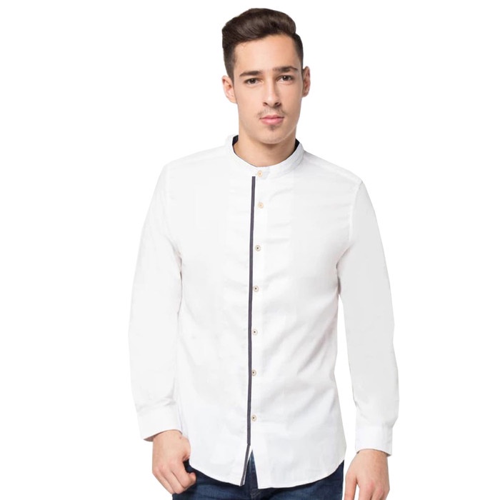 Viền | Áo sơ mi trắng cổ trụ VM Krah Koko PH488