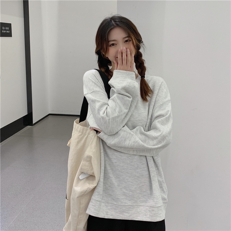 Xiaozhainv Áo Sweater Tay Dài Màu Trơn Phong Cách Hàn Quốc Năng Động Cho Nữ | BigBuy360 - bigbuy360.vn