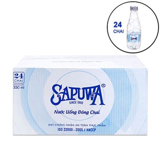 Thùng 24 chai nước uống tính khiết SAPUWA 330ml Diamond - Giao hàng tại TP HCM