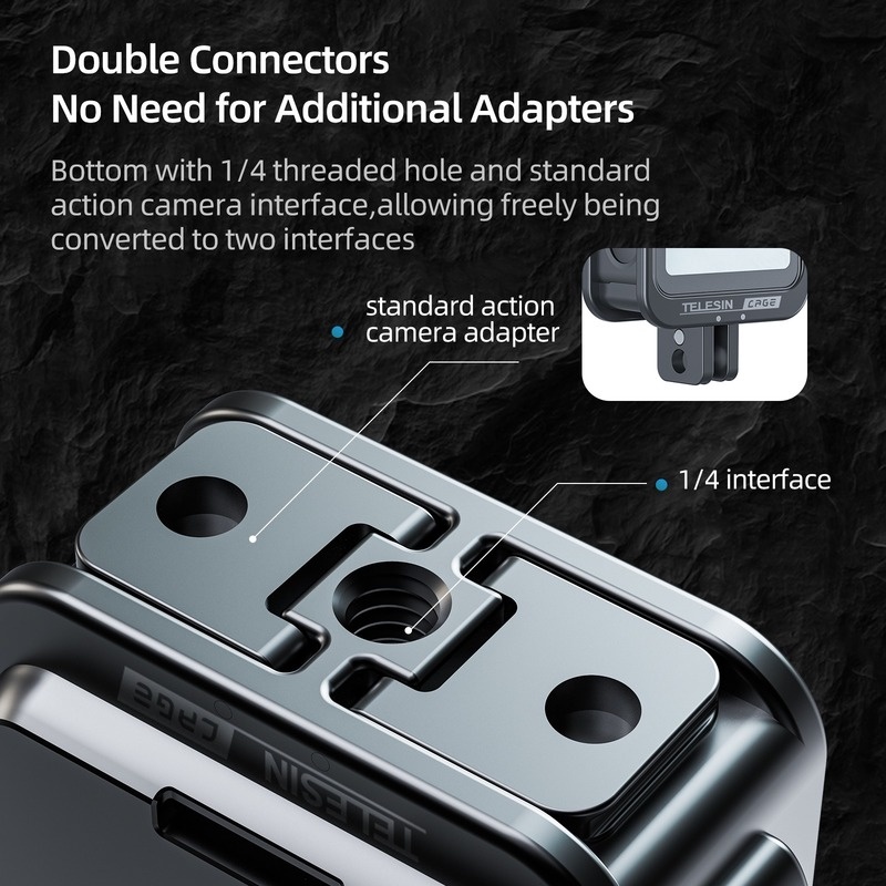 Bộ Khung Hợp Kim Nhôm Telesin Nhiều Lỗ 1/4 Inch Gắn Máy Ảnh Hành Trình DJI Action 2 Combo