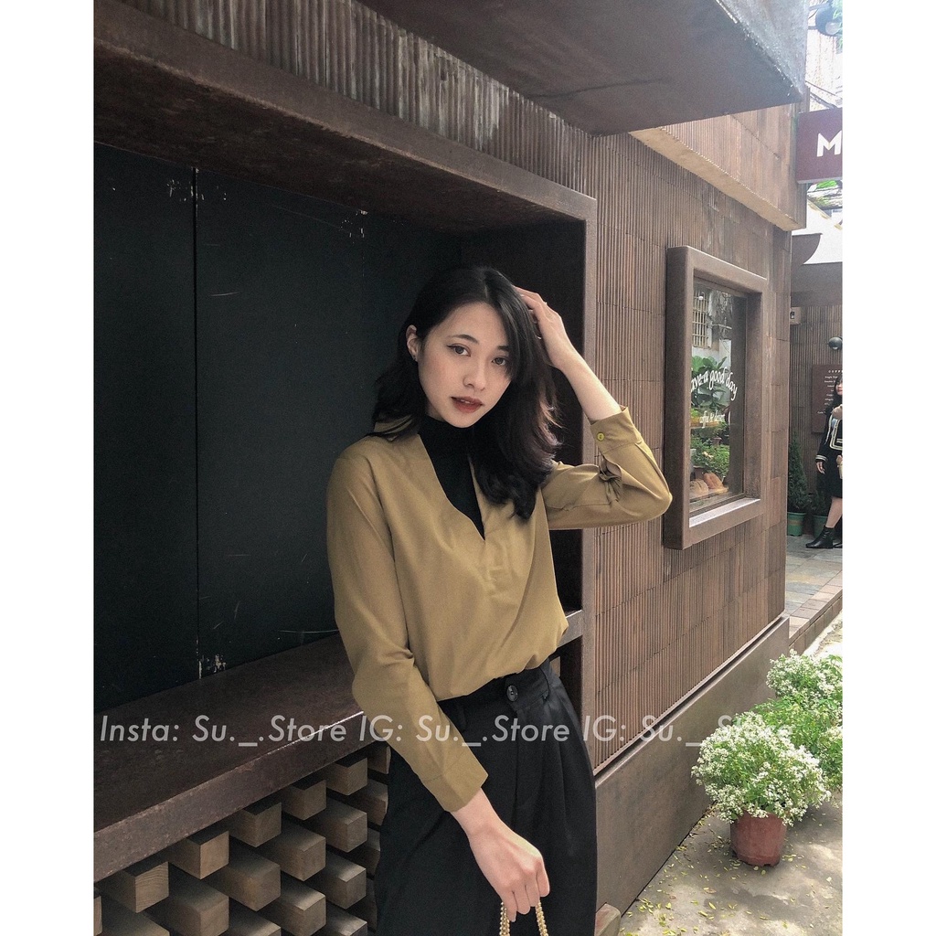 Áo sơ mi trơn cổ pha màu A2204 SUSTORE