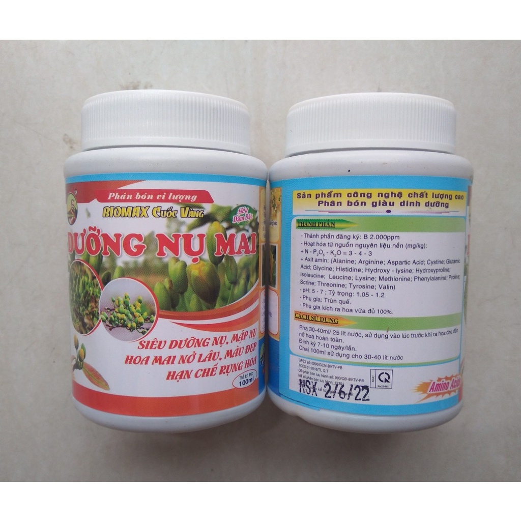 Phân bón Dưỡng Nụ Mai - Ra nhiều nụ, dưỡng nụ mập mạp, bộ lá xanh dày - Hủ 100ml