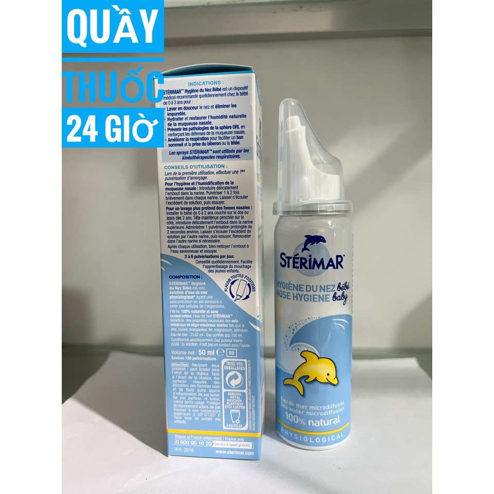 Xịt mũi cá heo Sterimar từ 0-3 tuổi 50ml nhập khẩu chính hãng