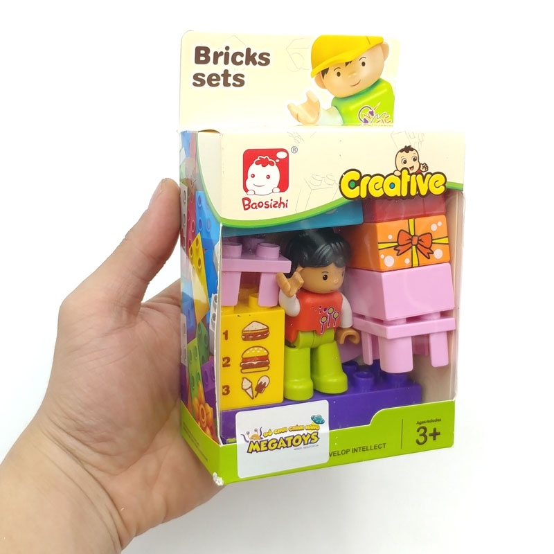 Thanh lý- Box Mega Junior Blocks - Bé ghép hình thông minh 02D - Bé học 6 nghề nghiệp