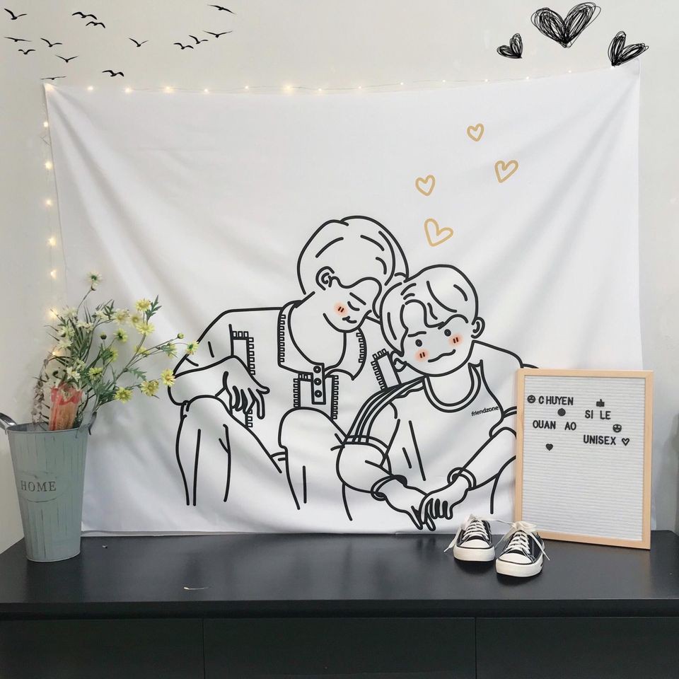 [SẴN💗BIGSIZE]1,5m x 1,3m Tranh vải treo tường trang trí decor vintage size to kèm đèn và đinh (Hàng loại 1)