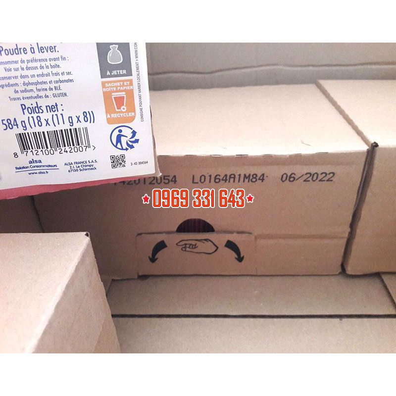 Hộp 18 lốc bột nở/bột nổi ALSA hàng chuẩn Pháp (lốc 8 gói 11g) - SỈ GIÁ TỐT