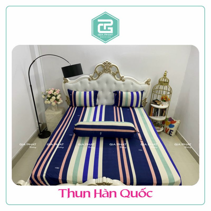 Bộ ga gối 1m2×2m Thun Lạnh Hàn Quốc 4 Món ( 1 ga bọc + 2 vỏ gối nằm + 1 vỏ gối ôm )