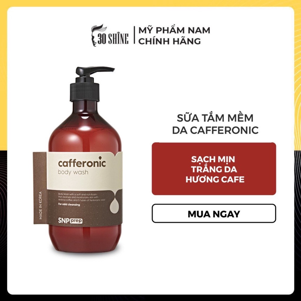 Sữa tắm mềm da sạch mịn trắng da hương cafe SNP Prep Cafferonic Body Wash 500ml - 30Shine Official Store