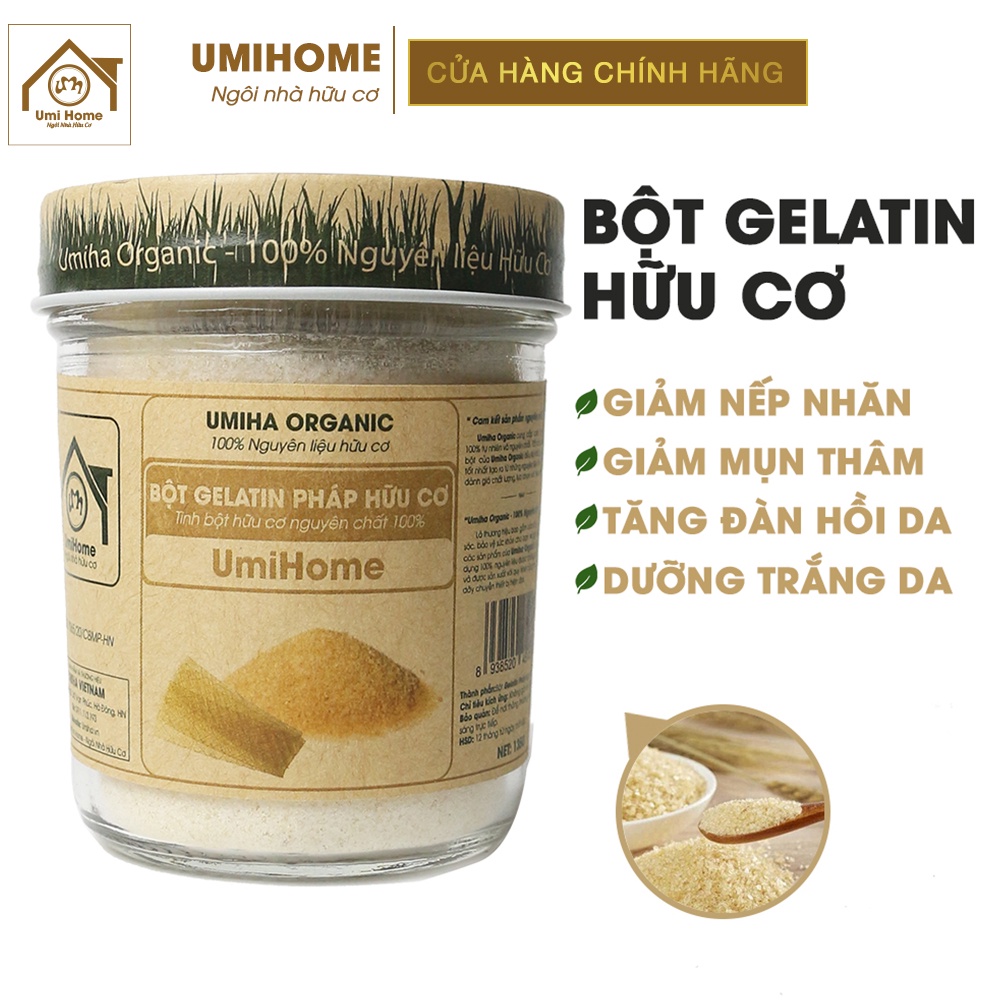 Bột Gelatin hữu cơ UMIHOME nguyên chất 135G | Đắp mặt nạ cấp ẩm dưỡng da trắng hồng