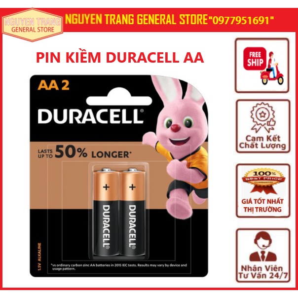 Vỉ 2 viên pin Alkaline AAA (pin đũa) Duracell