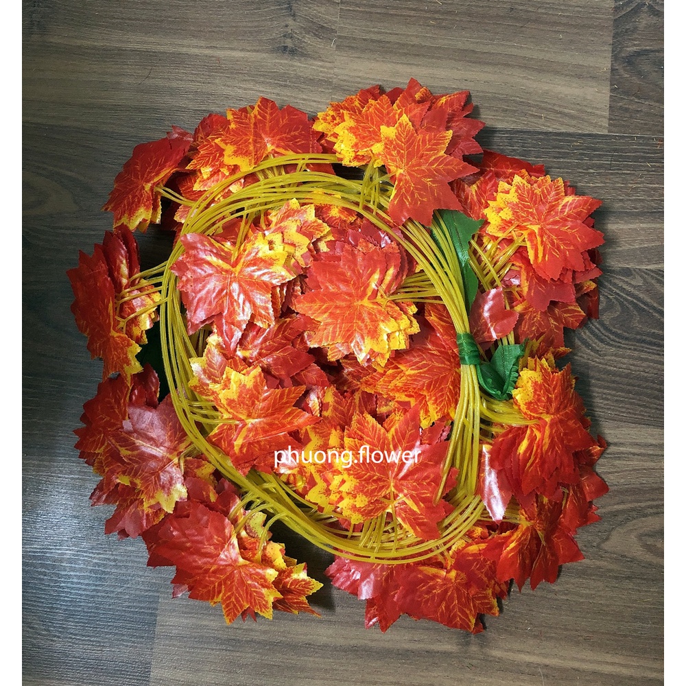 Combo 12 Dây lá Phong đỏ xanh giả dài 2.3m loại cao cấp 30 lá to đường kính 8cm dùng trang trí cực lãng mạn