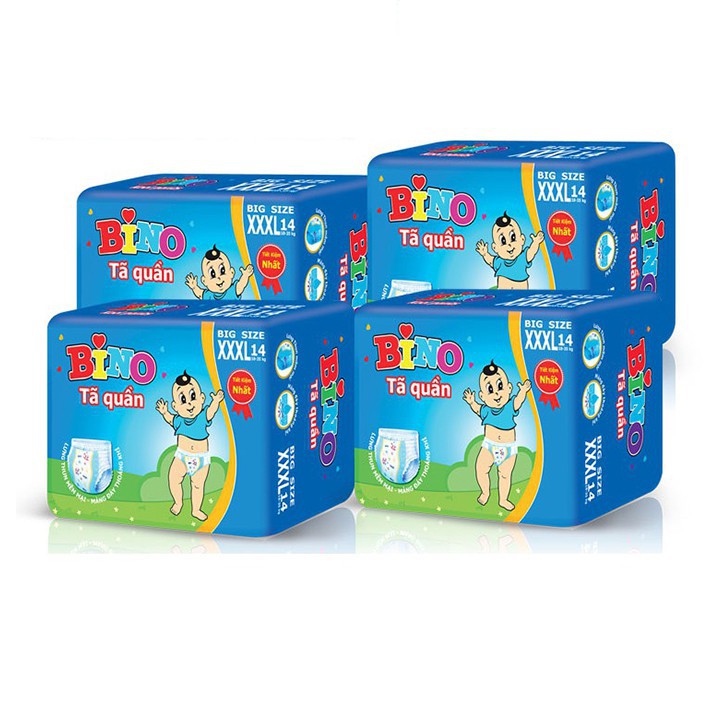 Combo 4 gói tã quần bino XXXL14 cho bé 18-35kg