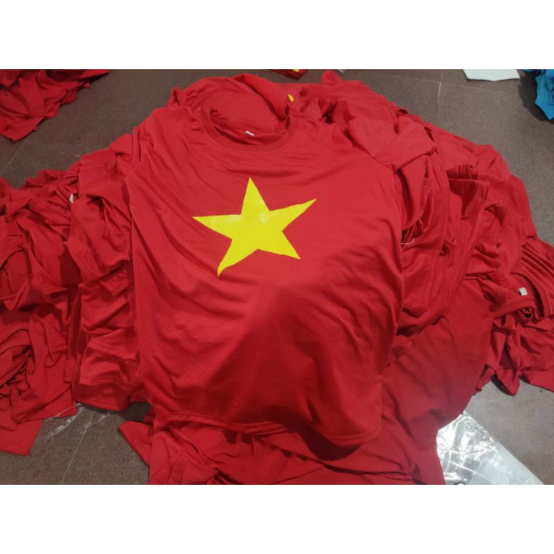 Áo thun cờ đỏ sao vàng cho bé và người lớn, vải thun cotton loại 1, giá tận xưởng
