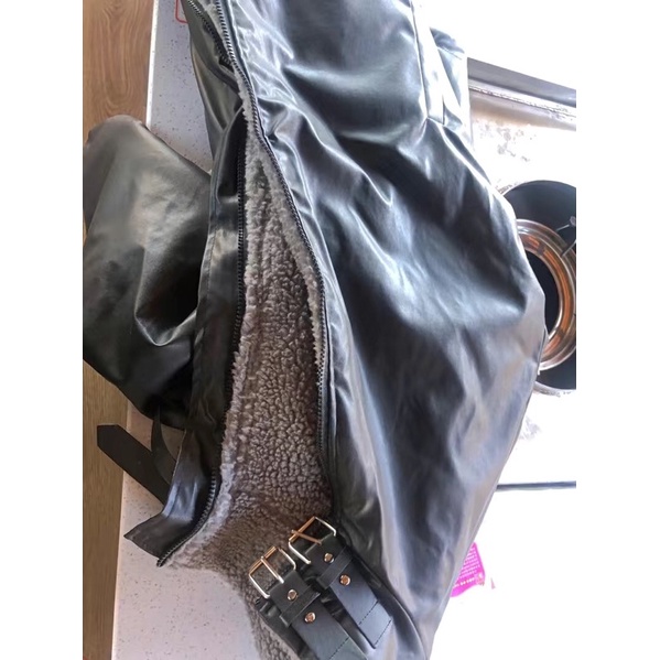 Áo khoác da lót lông cực ấm unisex