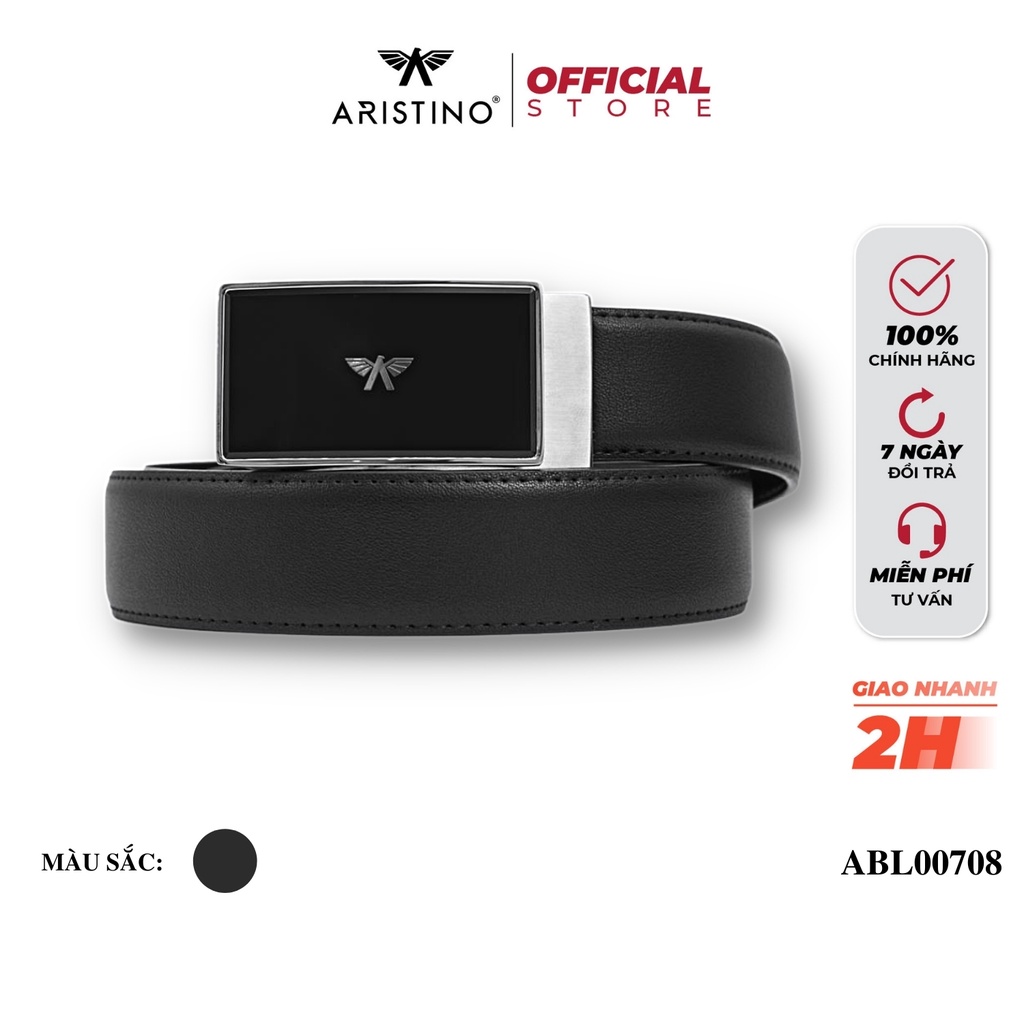 Thắt Lưng/Dây Lưng Da Nam ARISTINO Cao Cấp, Khóa Trượt Tự Động, Mặt Lưng Bằng Thép Mạ Bạc, Không Gỉ - ABL00708