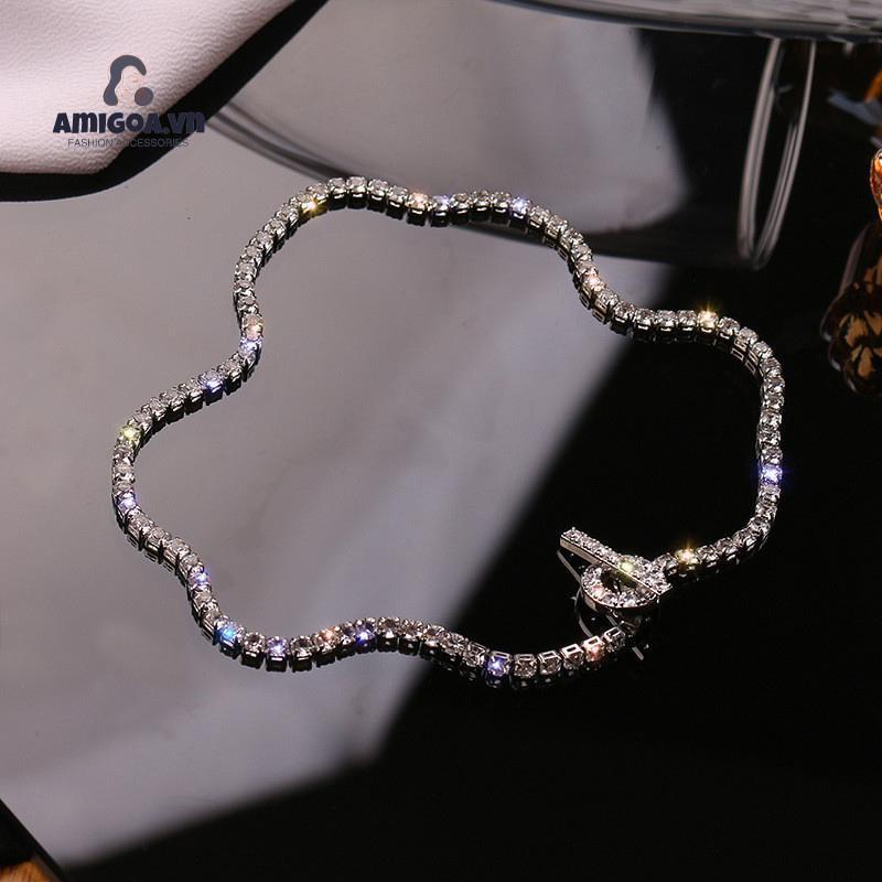 ✨✨Vòng cổ Có Khóa Đính Kim Cương Lấp Lánh Cao Cấp Thời Trang Dành Cho Nữ