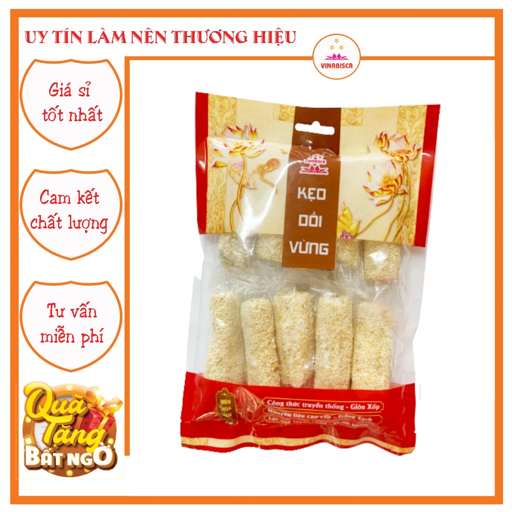Kẹo Dồi Vừng Bông Sen Vinabisca - Đặc Sản Thơm Ngon  - Đồ ăn vặt tuổi thơ