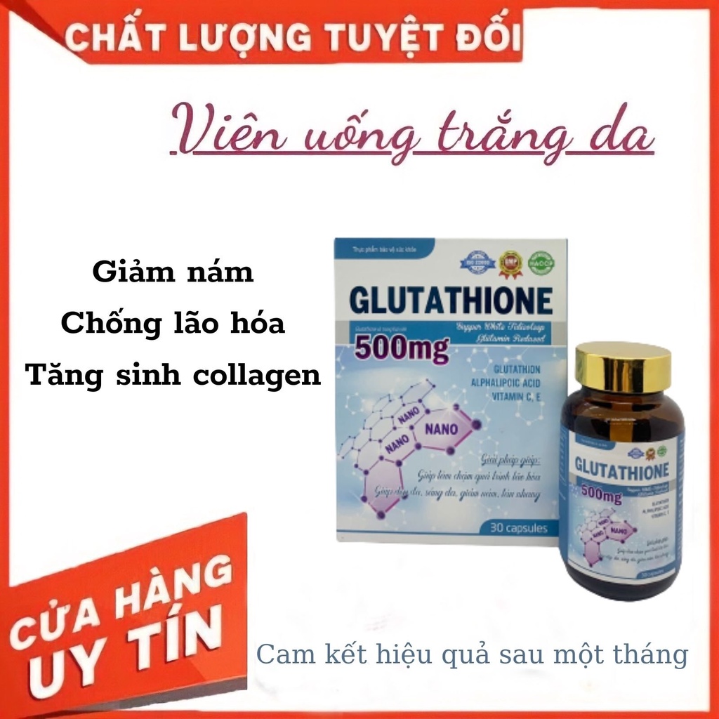 Viên uống hỗ trợ làm đẹp sáng mịn da và giảm nám da sau 30 ngày với Glutathione 500mg (MUA 2 TẶNG 1 SON HOT)