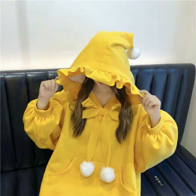 [oder] 😱 áo hoodie ulzzang tay bồng mũ nhọn ông già Noel hot trend kèm ảnh thật