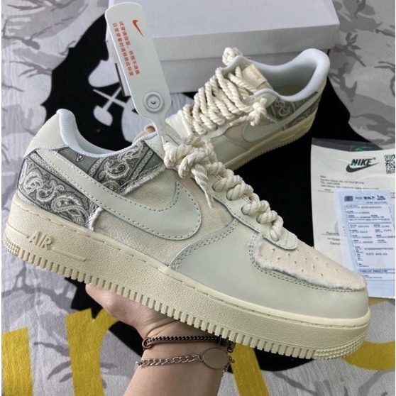 Giày Nike Air Force 1 Dây Thừng , Giày Nike Thể Thao  Thổ Cẩm Phối Đồ Nam Nữ Siêu Hot Trend Mẫu Mới bản Đẹp