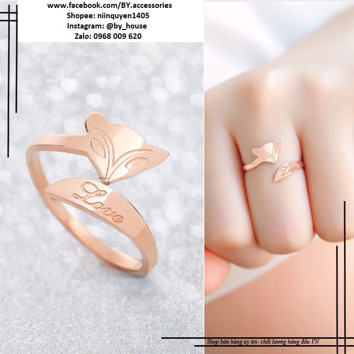 Nhẫn hồ ly Love không đen không gỉ