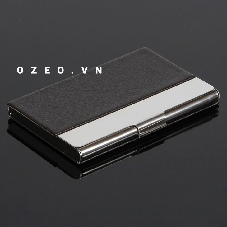 Giá Siêu Ưu Đãi_  Hộp Đựng Name Card NC05 Da Simli Đen Inox Không Gỉ [ Có khắc tên, logo theo yêu cầu ] _ozeo