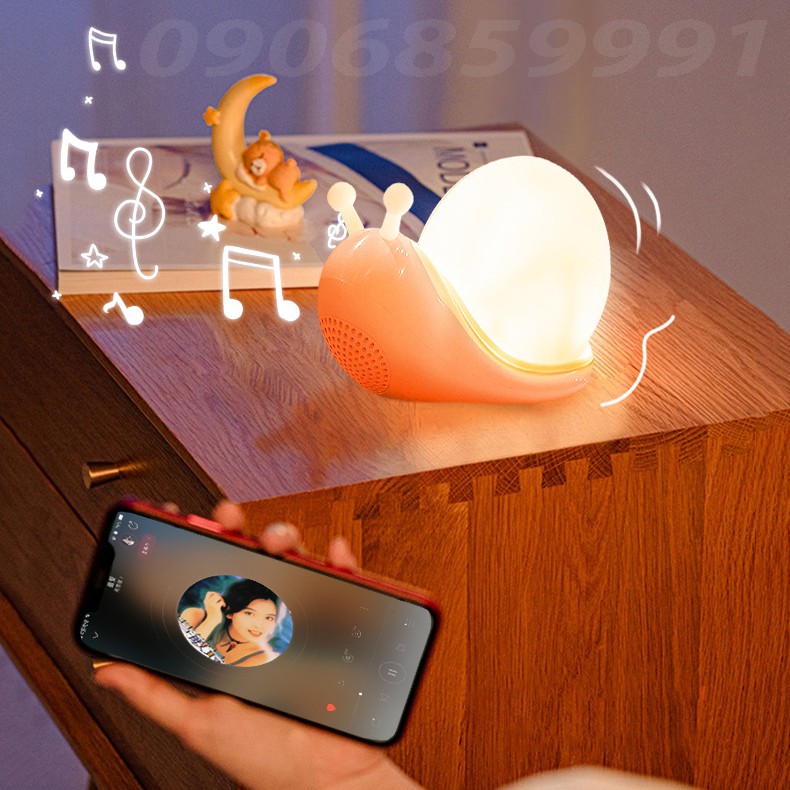 Đèn ngủ trang trí,đèn led cảm ứng kèm loa bluetooth ốc sên (XWN)