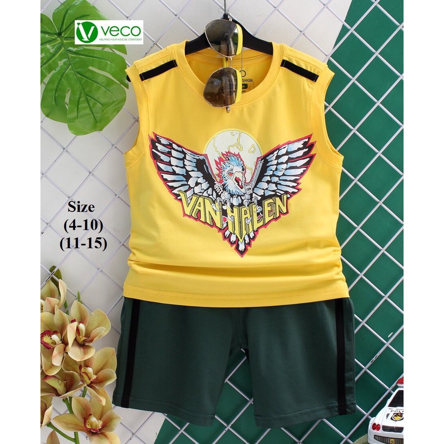 [Chính Hãng Cao Cấp] Đồ bộ thun Veco cho bé trai size 16 - 30kg Chất cotton co giãn hình Siêu nhân Đ