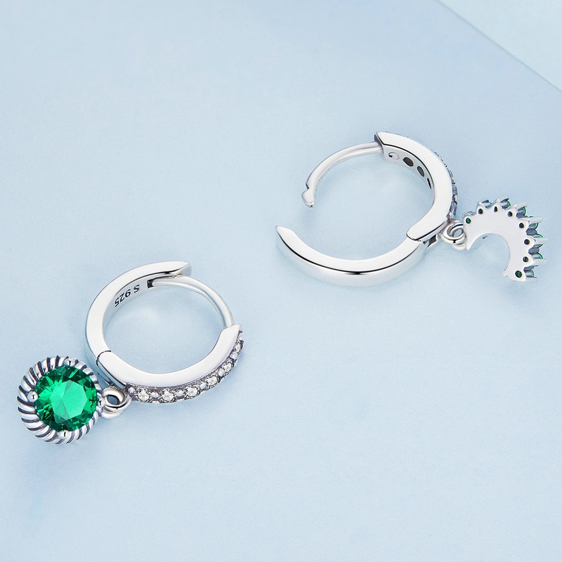 Bông tai Bamoer bằng bạc 925 hình mặt trời/ mặt trăng thời trang cho nữ