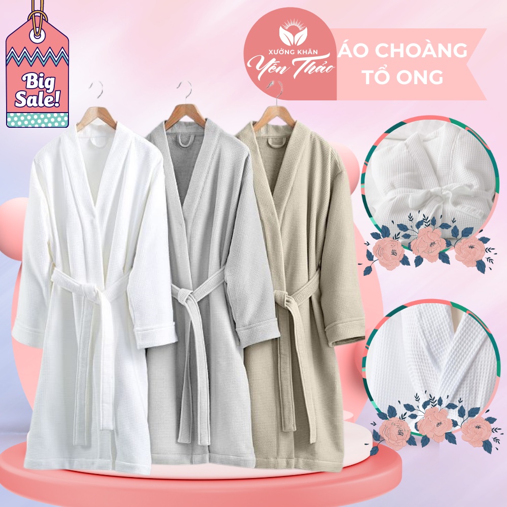 [HÀNG LOẠI 1] Áo Choàng Tắm Khách Sạn COTTON TỔ ONG Ép Cao Cấp 100% Siêu Thấm Hút, Mềm Mịn, Dày Dặn Tiêu Chuẩn 5 Sao