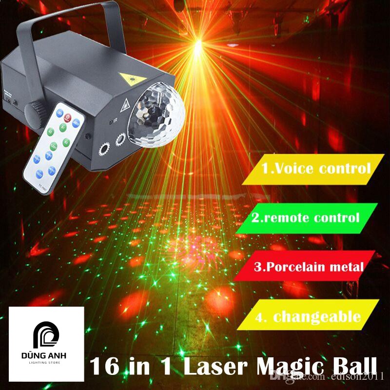 Đèn RGB LED 16 trong 1 có đèn chiếu laser nhấp nháy theo nhạc có remote