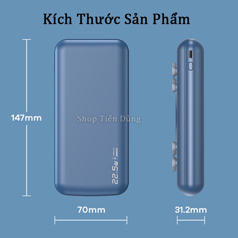 Pin Sạc Dự Phòng Không Dây Remax RPP 207 Dung Lượng 20000mAh Sạc Nhanh QC3.0 18W, 22.5W, PD 18W, VOOC 2.0