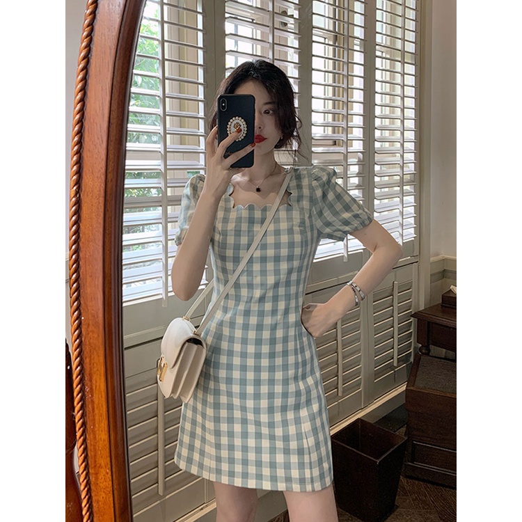 Đầm Tiểu Thư, Váy Tiểu Thư Mori Girl  Tay Phồng Họa Tiết Kẻ Siêu Ngọt Ngào Cho Nữ