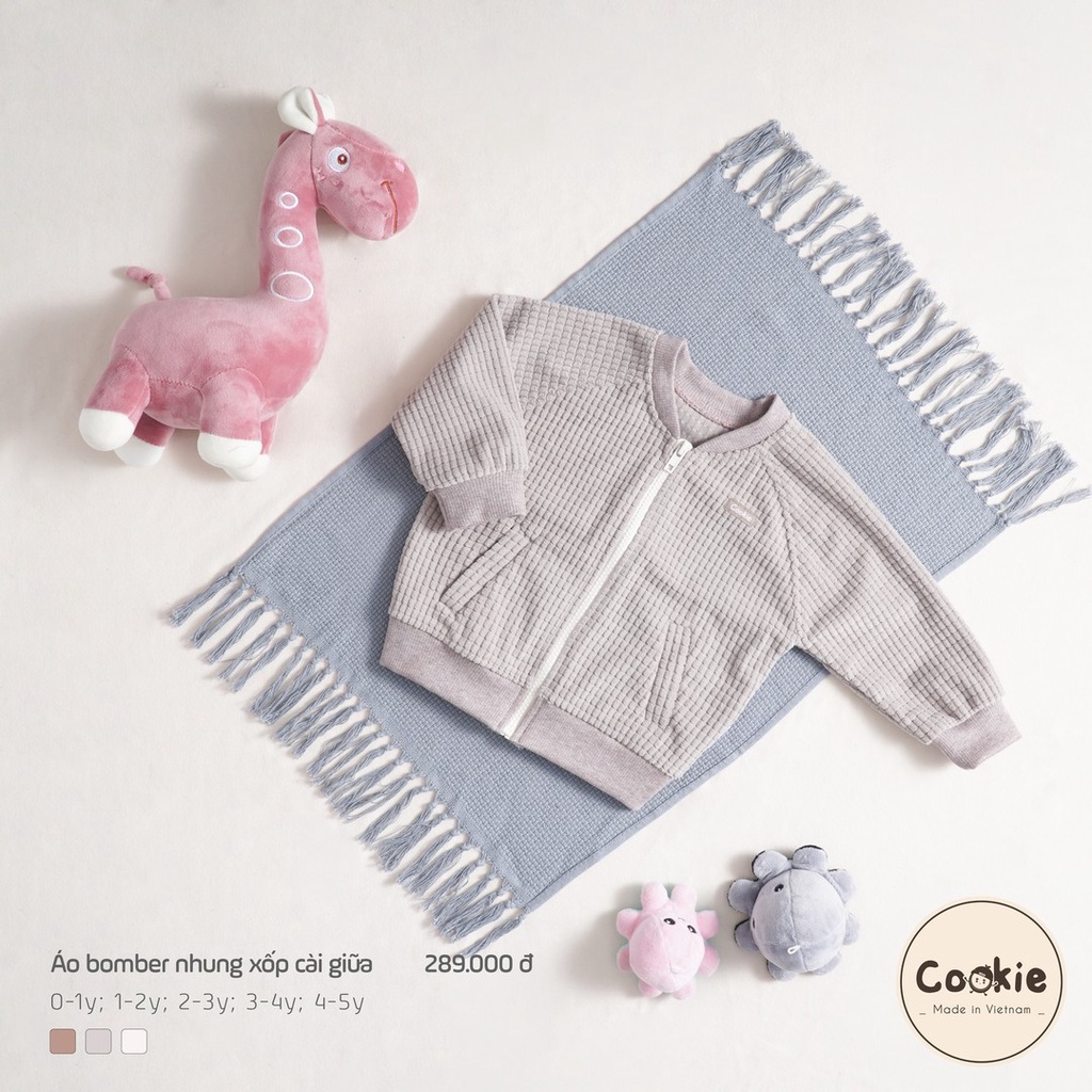 Áo khoác bomber nhung xốp kéo khoá Cookie