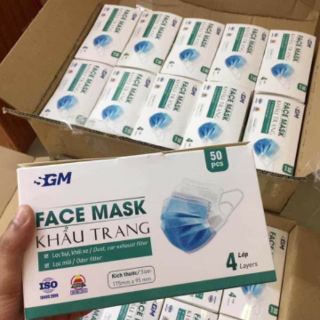(combo 2 hộp )Khẩu trang y tế 4 lớp kháng khuẩn (Hộp 50 cái)