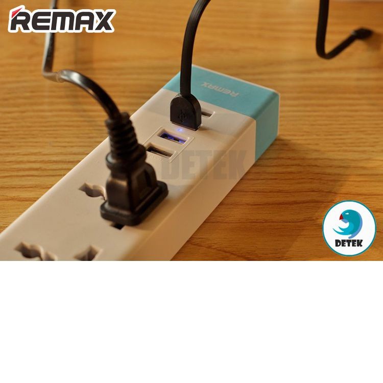 Ổ Cắm Điện 3 Ổ Cắm, 4 USB, Chống Cháy, Chính Hãng REMAX, Ổ Cắm Thông Minh Đa Năng REMAX RU-S2, Dài 1.8m