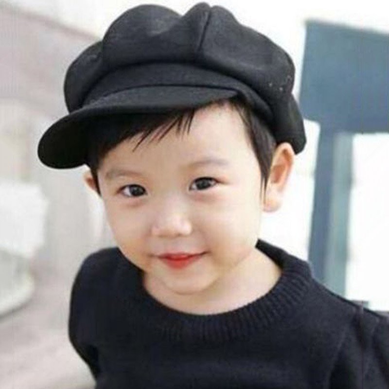 Boys and girls 2-6 years old soft beret children's octagonal beanie hat