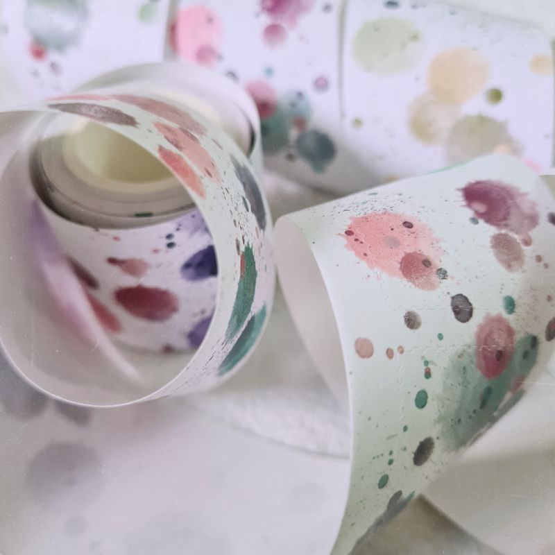 Krisna.room ♡ Lihao paper- Chu kì 78cm cuộn băng dán hình chấm mực loang nhiều màu sắc