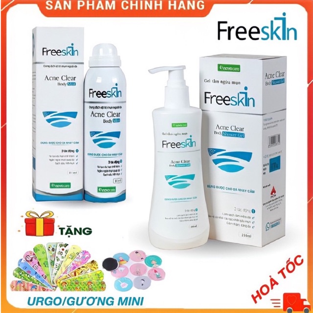 [CHÍNH HÃNG] XỊT MỤN LƯNG NGỰC VÀ GEL TẮM FREESKIN NOVOCARE