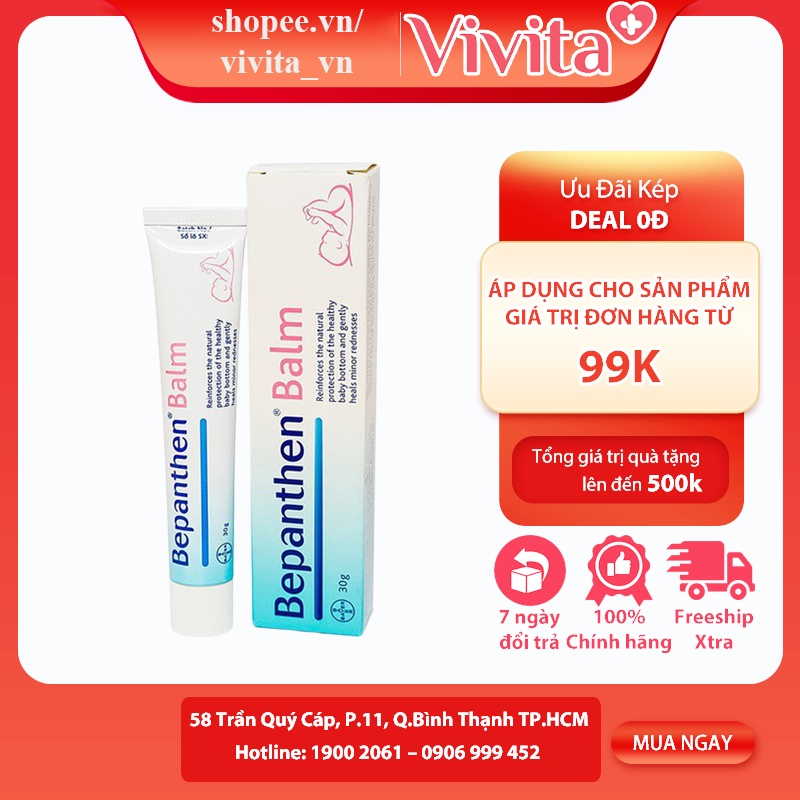 Kem chống hăm cho bé Bepanthen Balm ngừa hăm tã dưỡng ẩm bảo vệ da hết mẩn ngứa Tub 30g